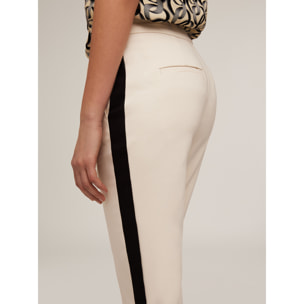 Motivi - Pantalón cropped con banda lateral - Blanco