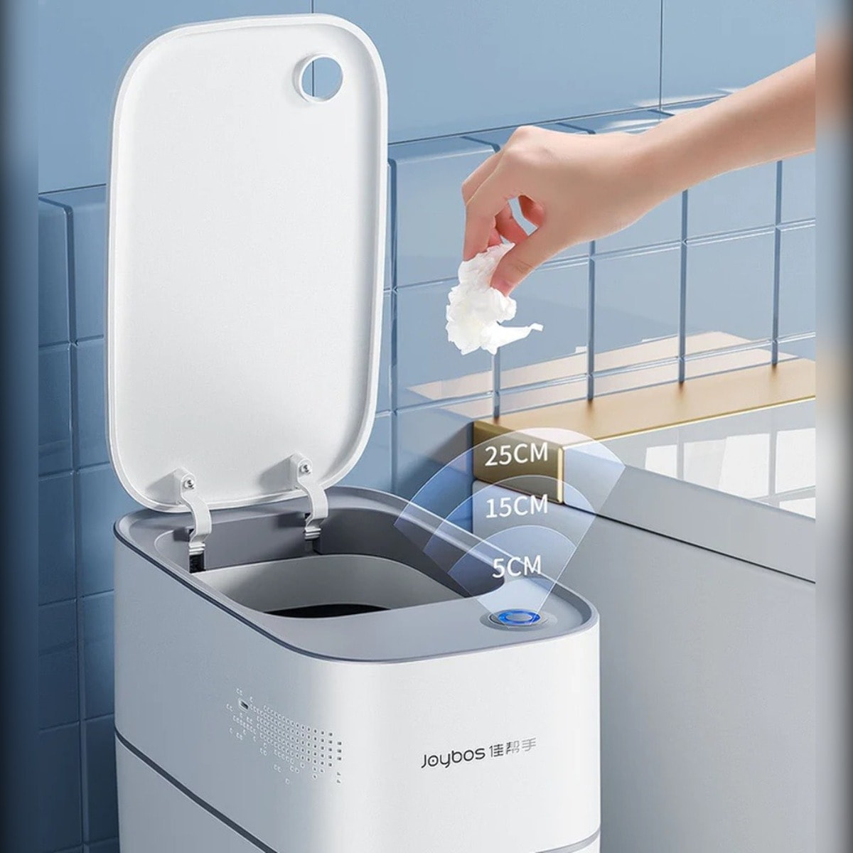 Papelera cubo de basura 15 l con sensor de movimiento inteligente sin contacto - incluye 20 bolsas de basura