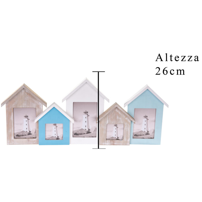 Portafoto Cabina. Altezza 60 Cm - Pezzi 1 - 60X26X3,5cm - Colore: Blu - Bianchi Dino - Marina, Decori Tema Marino