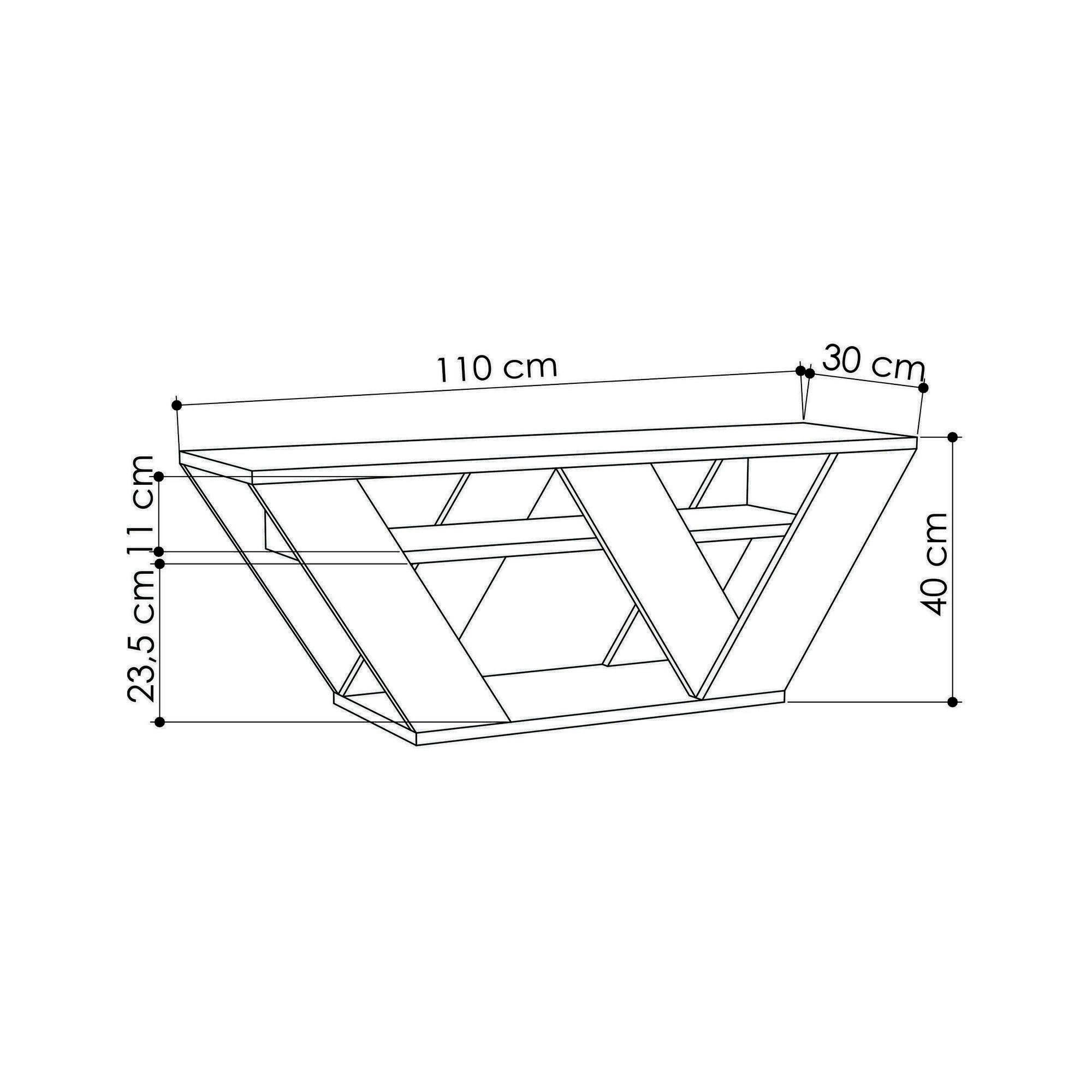 Mobile porta TV Dpellegr, Credenza da soggiorno, Armadio basso per TV, Base parete attrezzata, 110x30h40 cm, Quercia