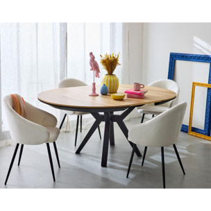Pampa - table à manger ronde extensible - bois et noir - 130 cm - Noir / Bois