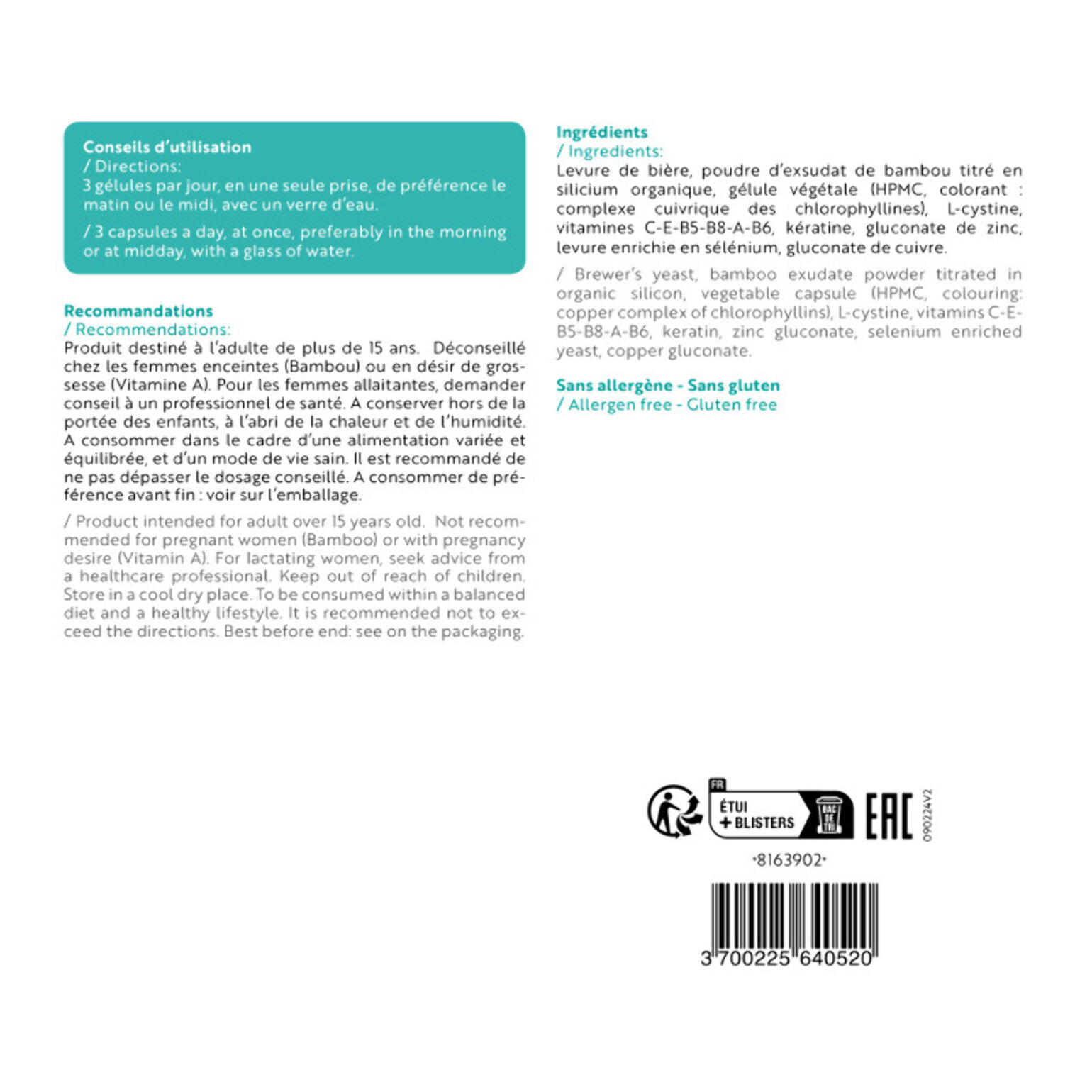 ISN - Keraforce - Complément alimentaire à base de Kératine, Levure de bière, Vitamines - Nourrit les cheveux et les ongles - Améliore la résistance et la beauté - Cure 30 jours