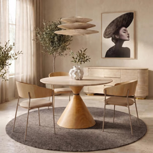 Table Cono Travertino 120cm chêne Kare Design