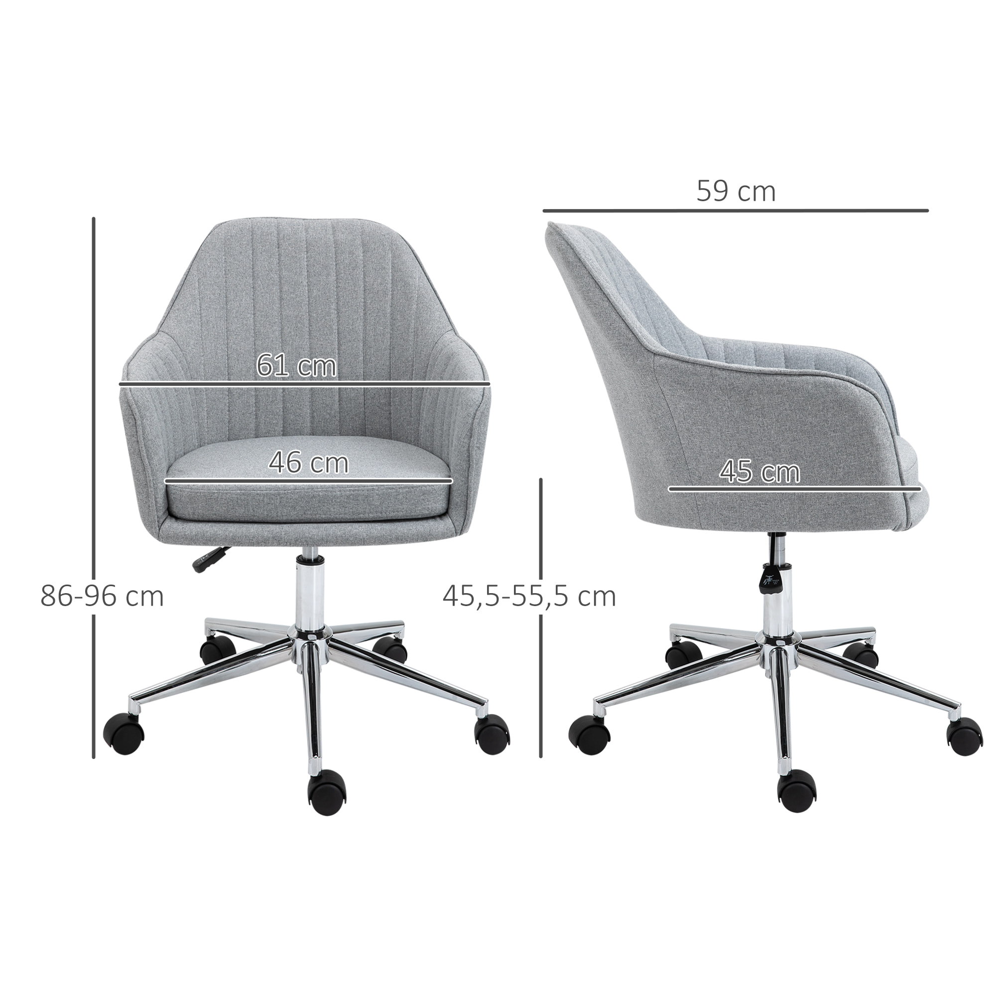 Silla de Oficina Ergonómica Ajustable Giratoria Despacho Ordenador 120kg Gris