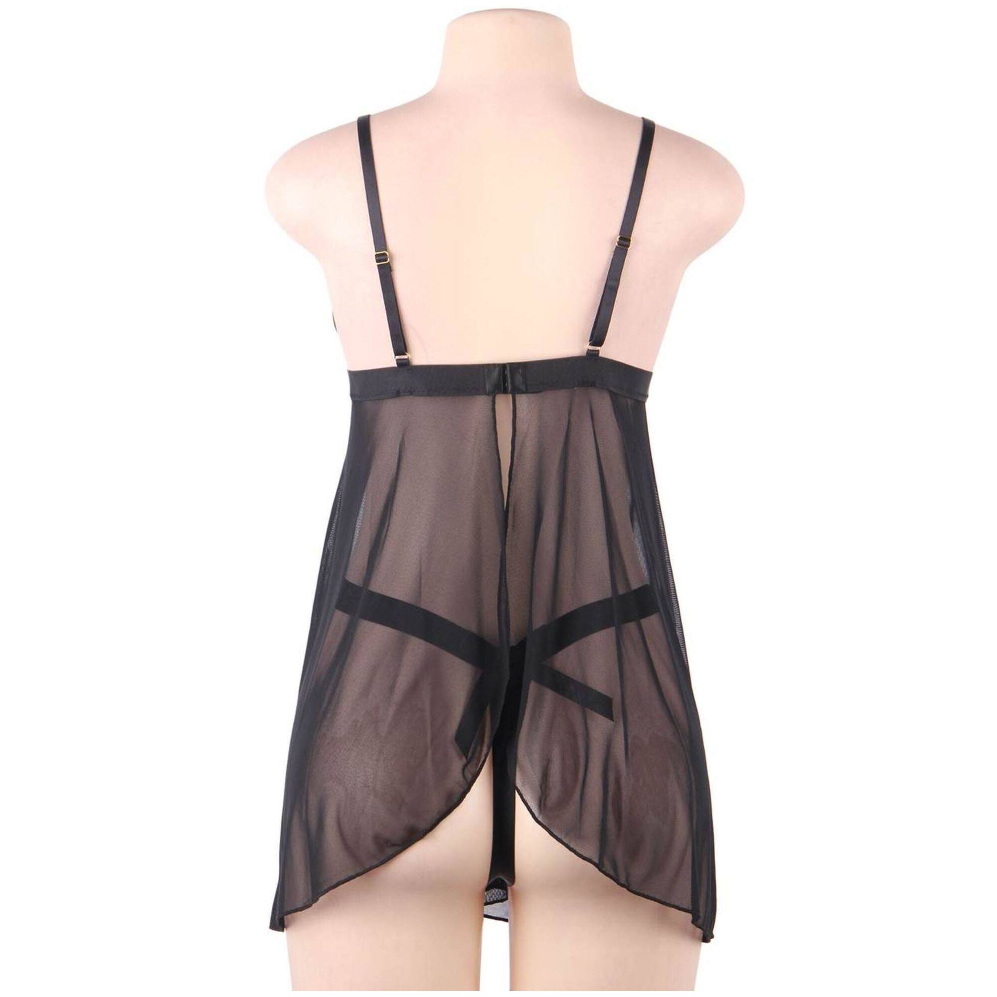 Babydoll negro con encaje y braga