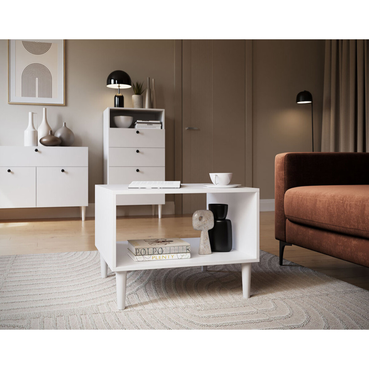 Gaby - table basse - blanc - 1 niche - 60 cm - Blanc