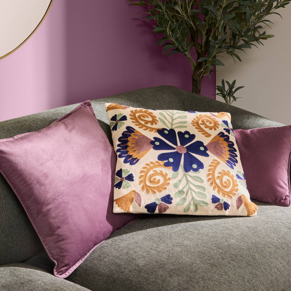 Coussin Lilou violet clair 45x45cm