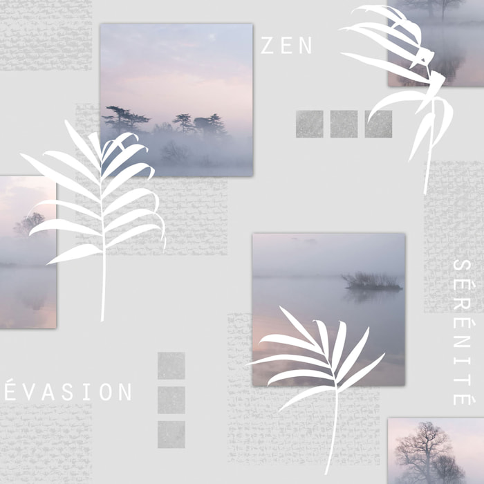 Toile cirée résistante motif zen - Gris clair