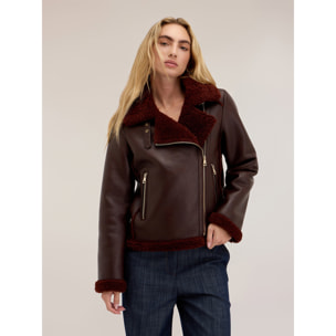 Motivi - Giubbotto biker con collo shearling - Bordeaux