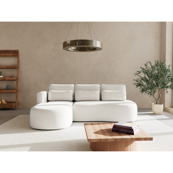 Mahina - canapé d'angle gauche 4 places convertible avec coffre en tissu texturé - Beige