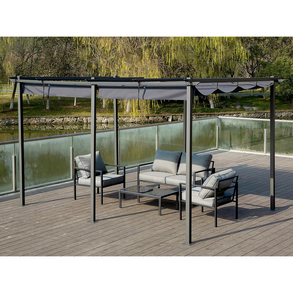Pergola en métal avec toit rétractable - 3 x 6 m - Anthracite