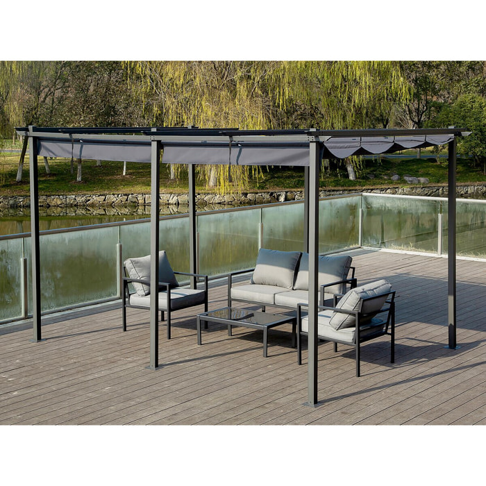 Pergola en métal avec toit rétractable - 3 x 6 m - Anthracite