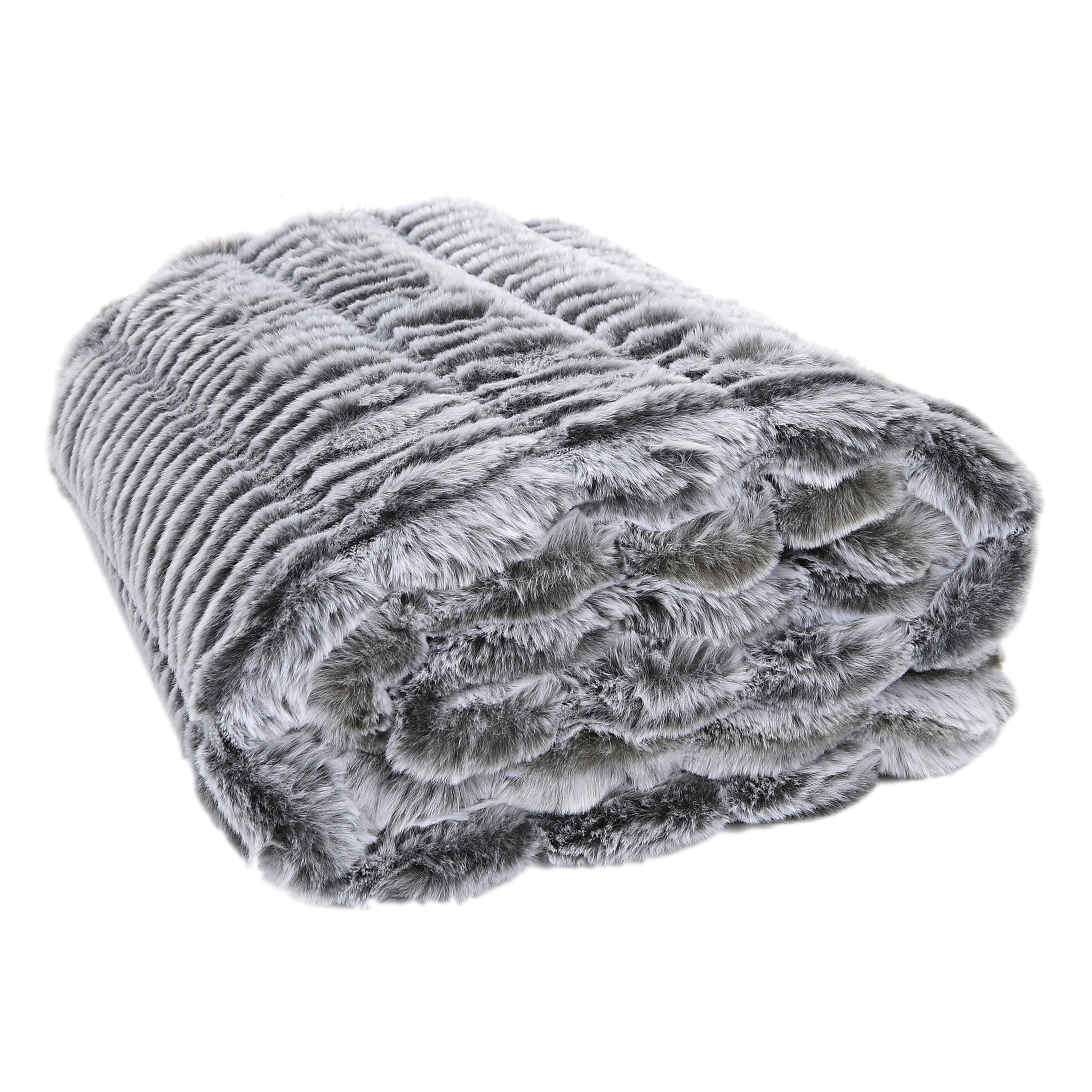Plaid - HOME DECO FACTORY - Opulence - Imitation Fourrure - Gris