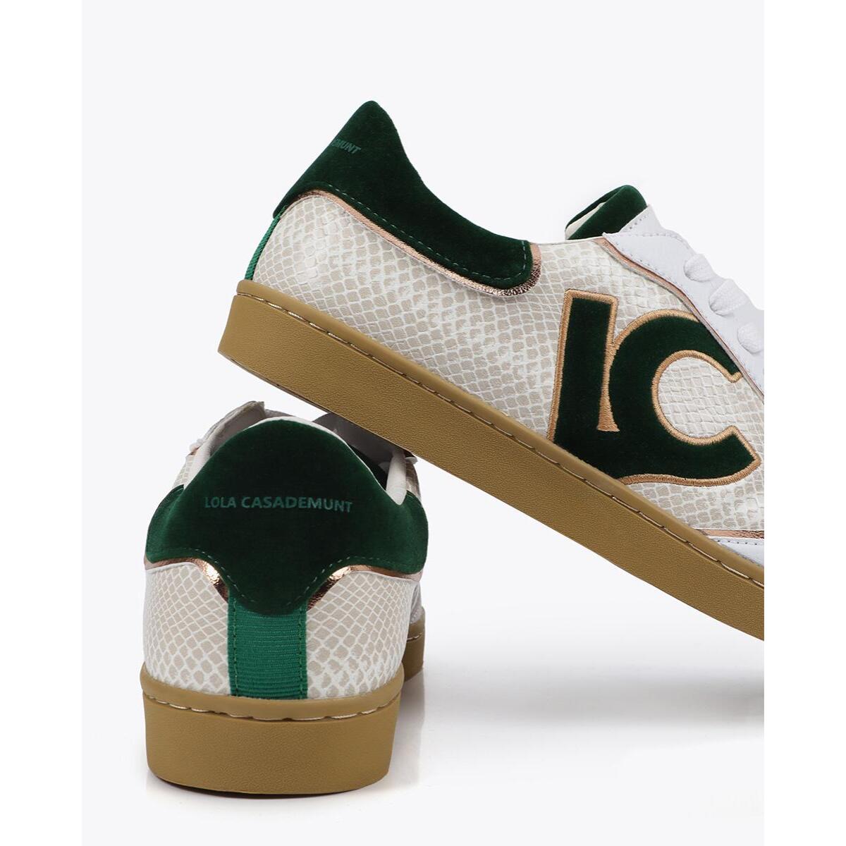 Sneakers con Dettagli Effetto Serpente e Pelle