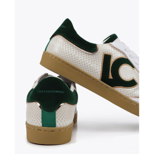 Sneakers con Dettagli Effetto Serpente e Pelle