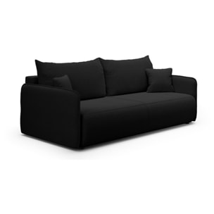 MILO - Canapé droit 3 place en tissu noir