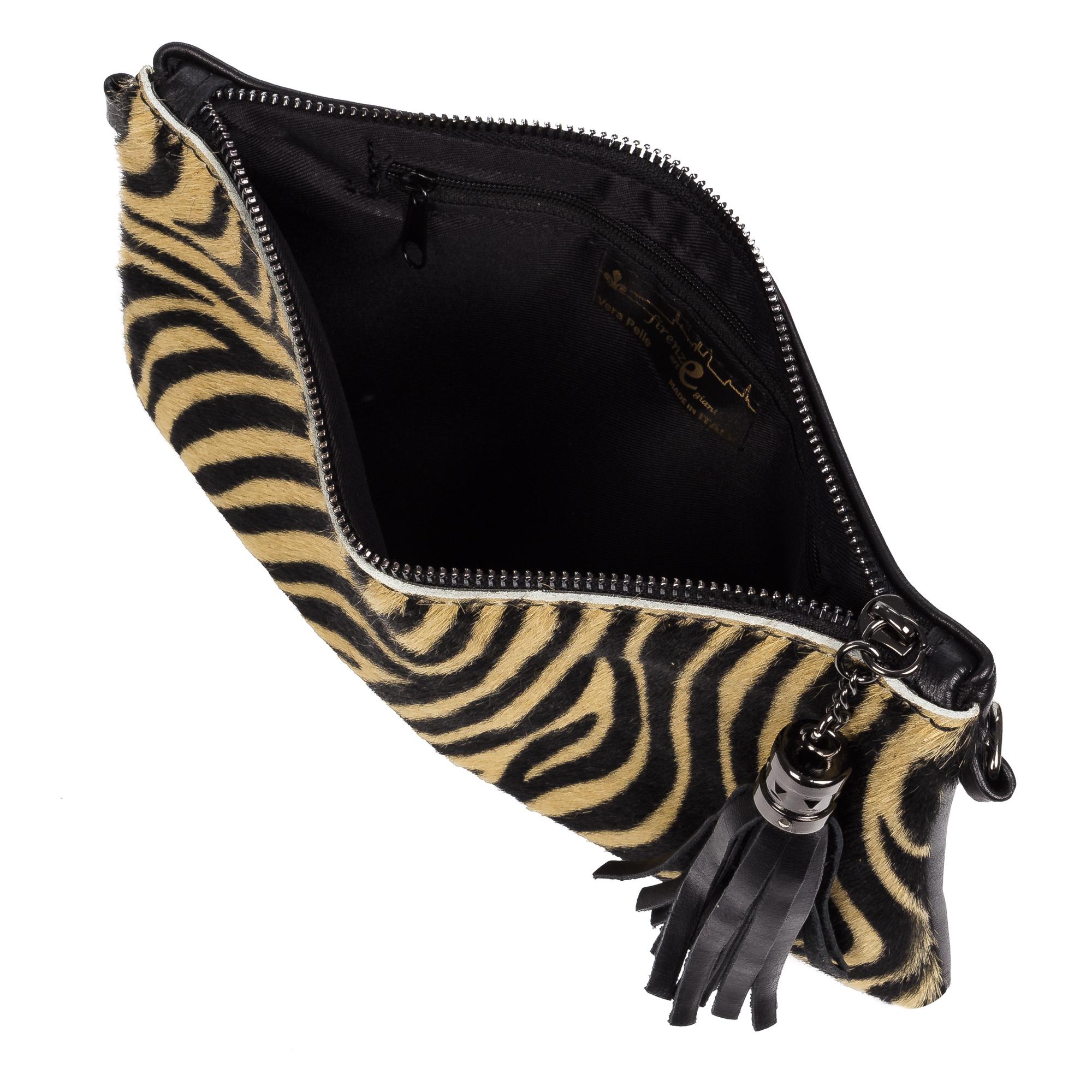 Ermine Bolso bandolera Mujer.Piel auténtica Sauvage Cavallino Tigre