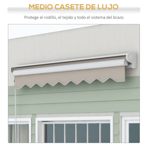 Toldo Retráctil Eléctrico o Manual 250x200 cm Toldo Portátil Toldo para Balcón con Mando a Distancia Manivela Manual y Marco de Aluminio para Ventana Puerta Terraza Patio Crema