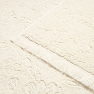 Toalla de baño de rizo jacquard floral Floju color marfil crudo 100% Algodón