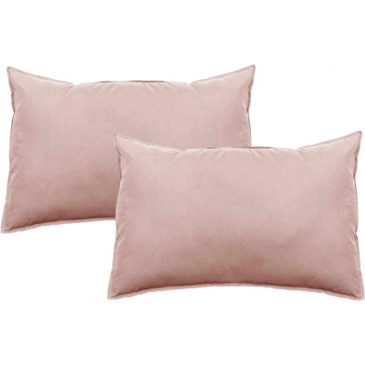 Lot de 2 taies d’oreiller Palace pur coton teint lavé 63 fils/cm² Vent du sud - Palace Rose