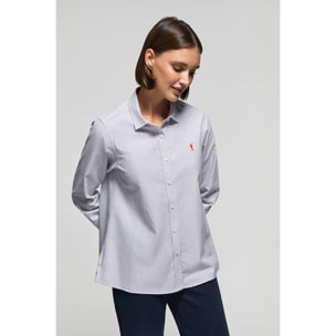 Camicia Oxford a righe blu marino con logo Rigby Go