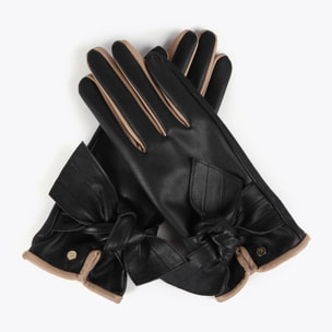 Guanti Effetto Pelle con Fiocco