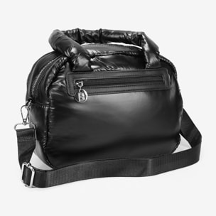 Bolso negro acolchado con doble cremallera