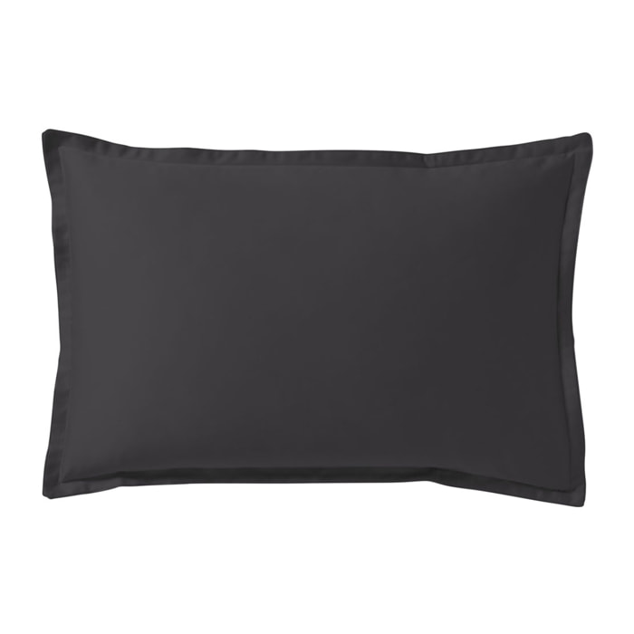 Taie d'oreiller unie en satin de coton bio, TEOPHILE, Noir
