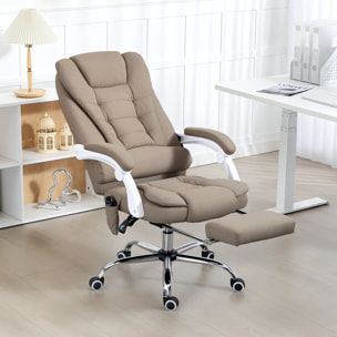 Fauteuil de bureau direction massant chauffant hauteur réglable dossier inclinable tissu beige
