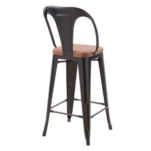 Lot de 2 chaises pour îlot central 68 cm noires et marron - Charly