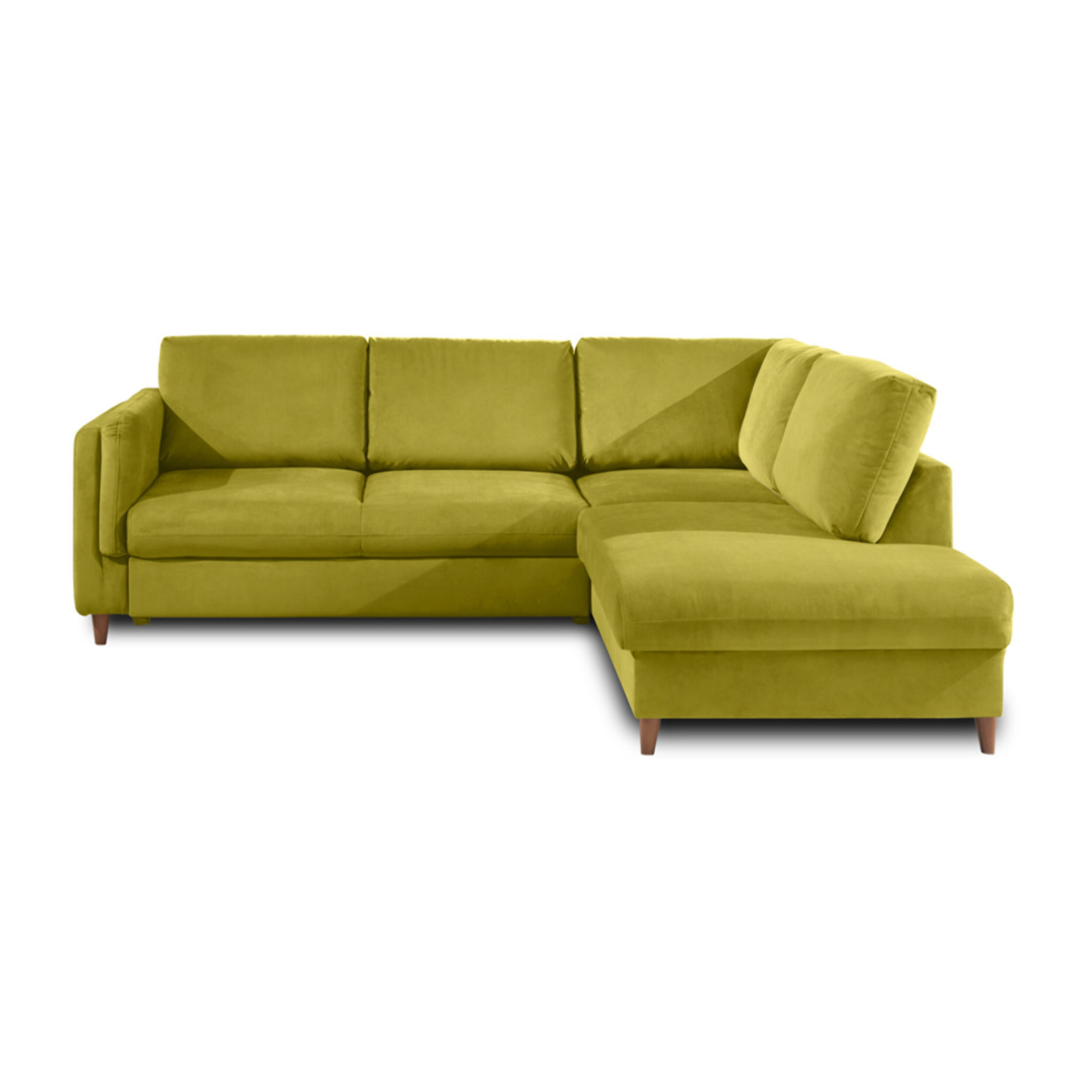 Brooke - canapé d'angle droit - convertible - 5 places - en velours - Vert Olive