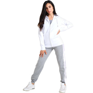 Chándal de mujer brillante con capucha y cremallera