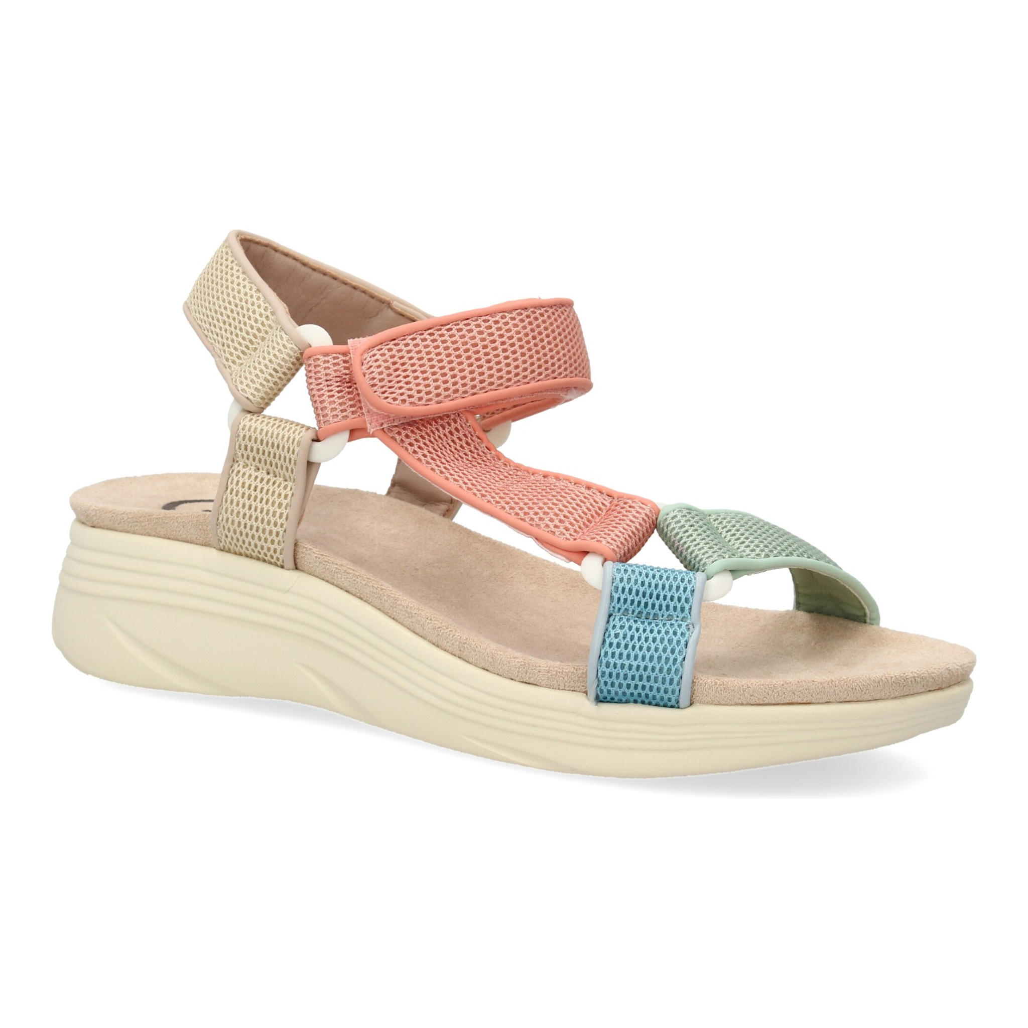 Sandalia plana de mujer, diseño comodo con cierre de cierre autoadherente, estilo elegante con tiras cruzadas