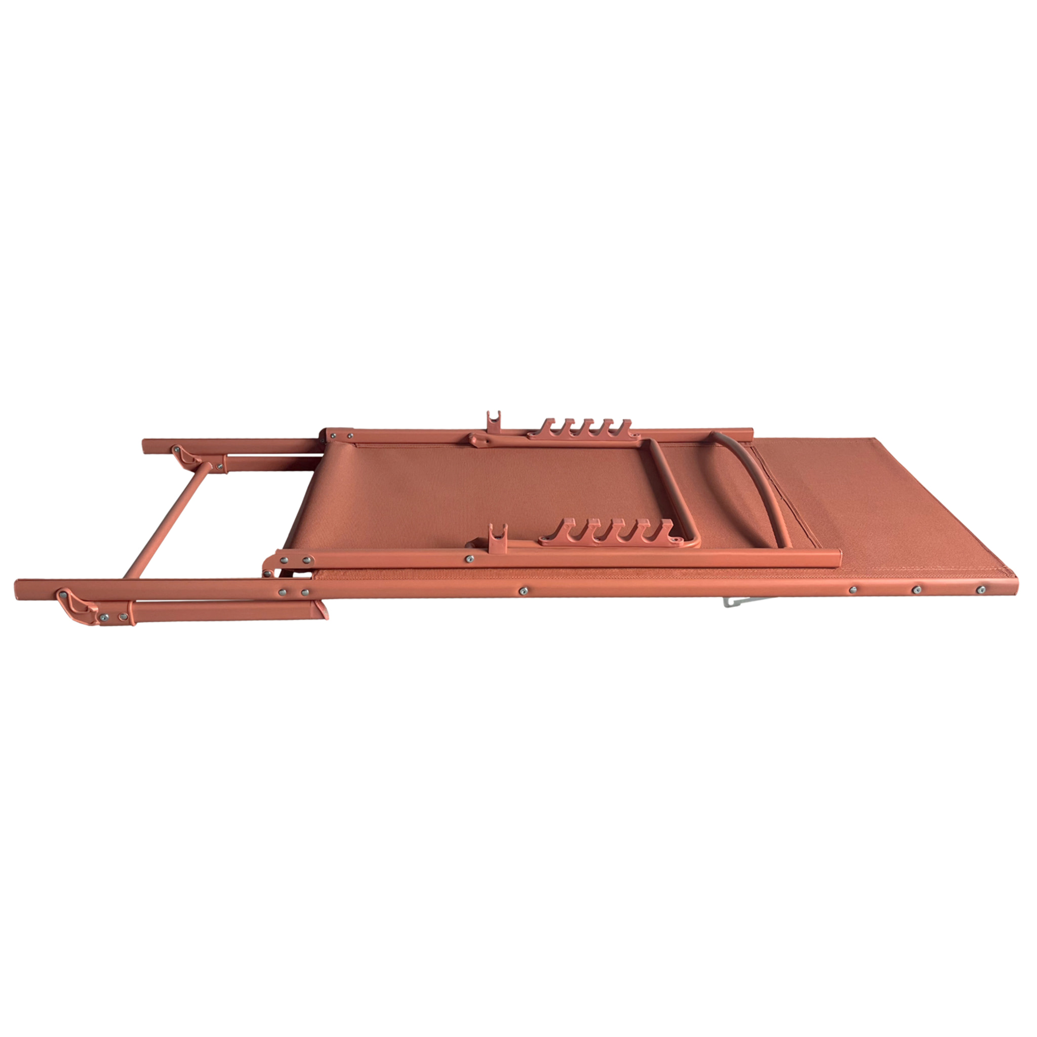Lot de 2 bains de soleil pliants SICILIA en textilène terracotta - structure terracotta