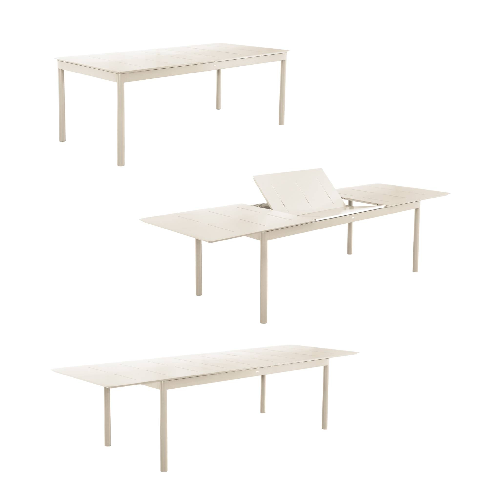 Table de jardin CHARLESTON extensible aluminium beige. 8 places. 210/300 x 100 x 75.5 cm