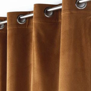 Rideau à œillets casual sauge velours côtelé uni - Marron Brun