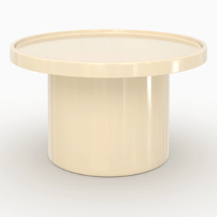 Table basse laquée blanche en MDF, D70 cm - Nora