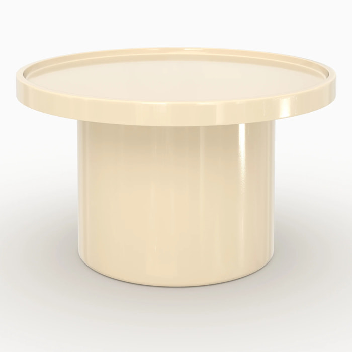 Table basse laquée blanche en MDF, D70 cm - Nora