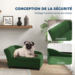 Canapé chien design méridienne - coffre rangement intégré - velours vert