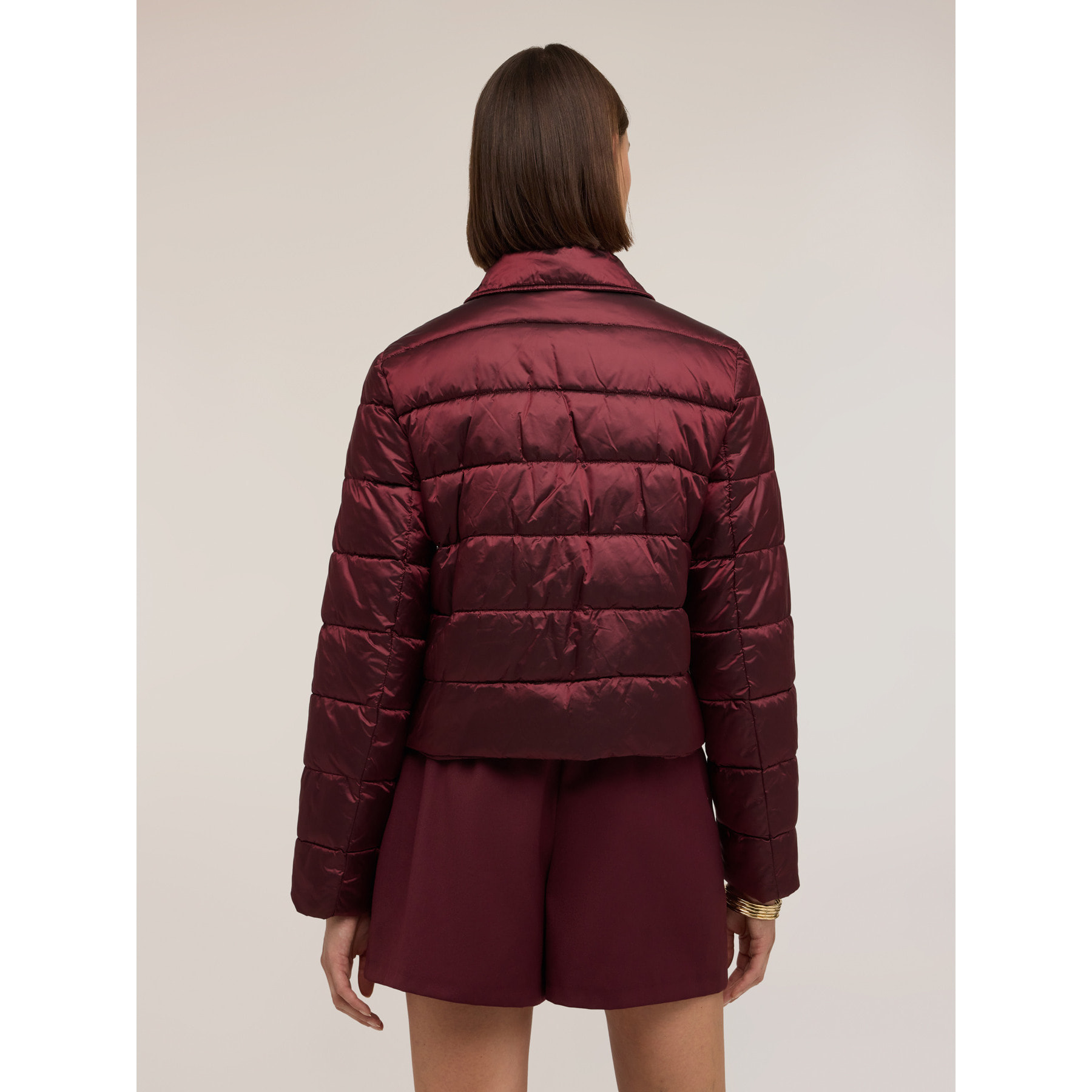 Motivi - Plumífero lightweight crop doble botonadura - Burgundy