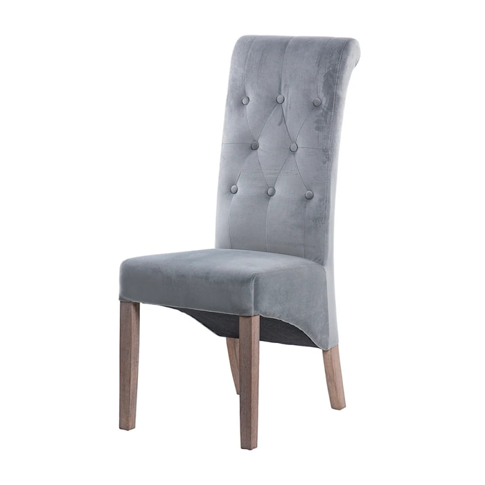 Silla Con Tirador Velvet Capitone Gris 44x58x107cm