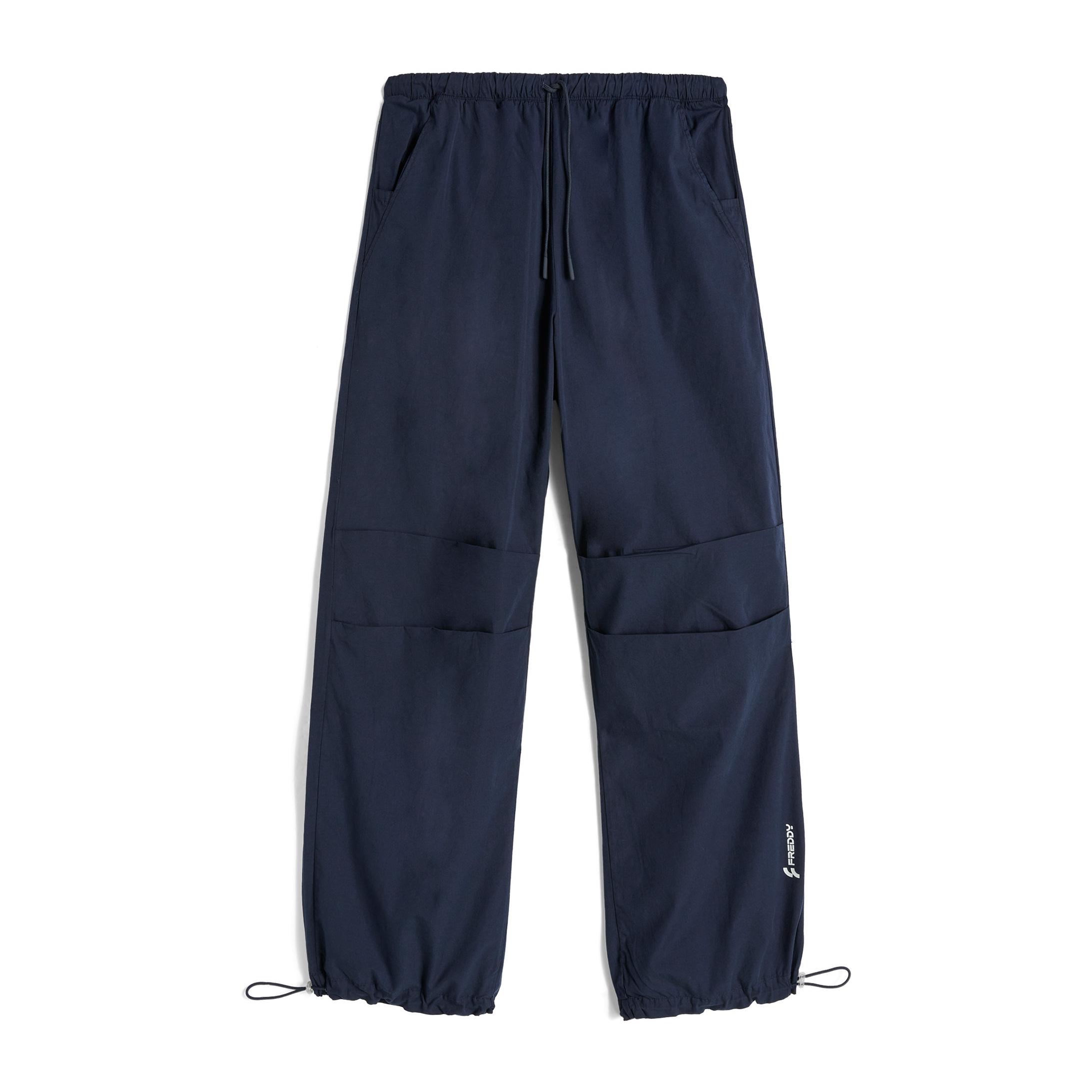 Pantaloni stile parachute pants in popeline