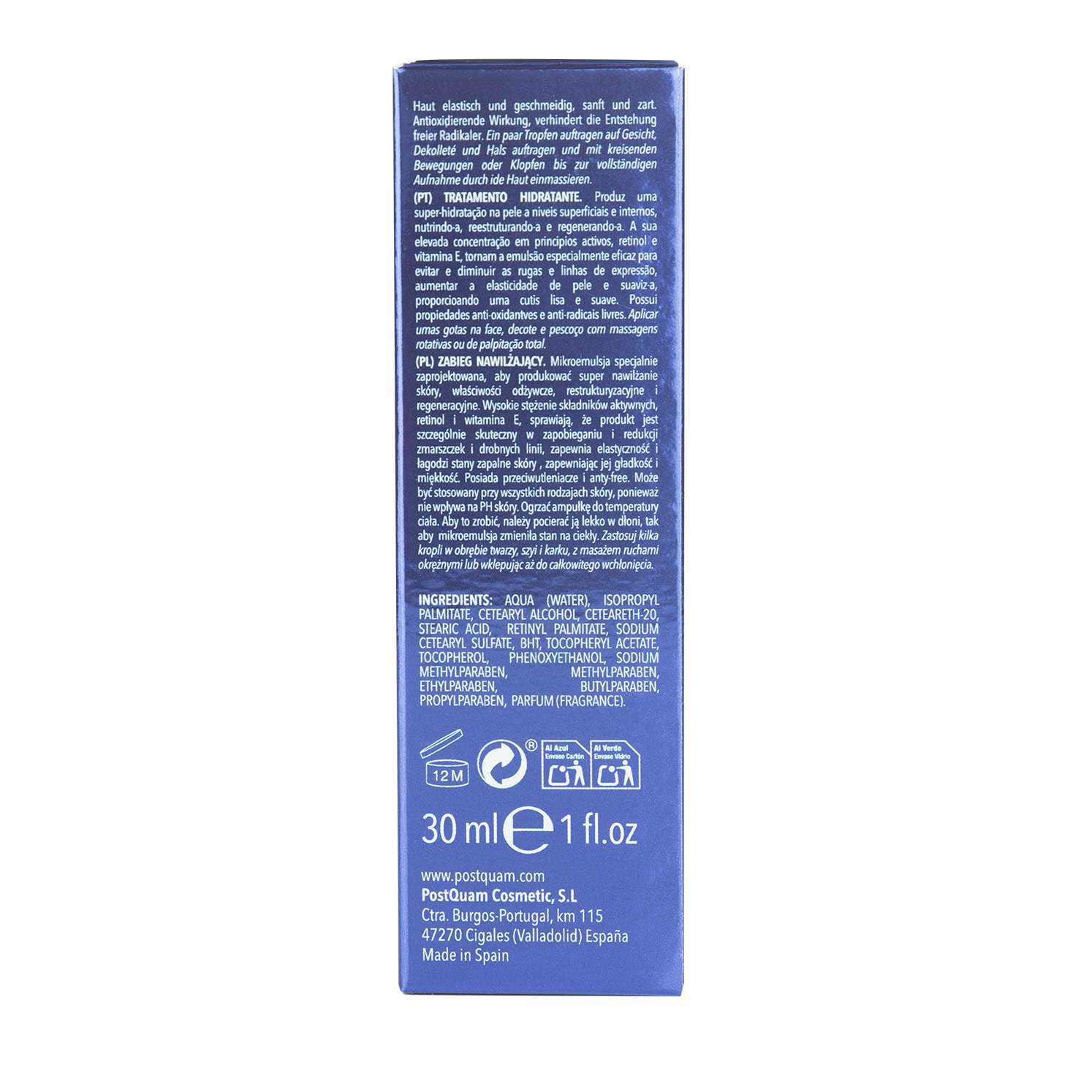 Sérum retinol a avec vitamine c postquam - tous types de peaux - 30 ml