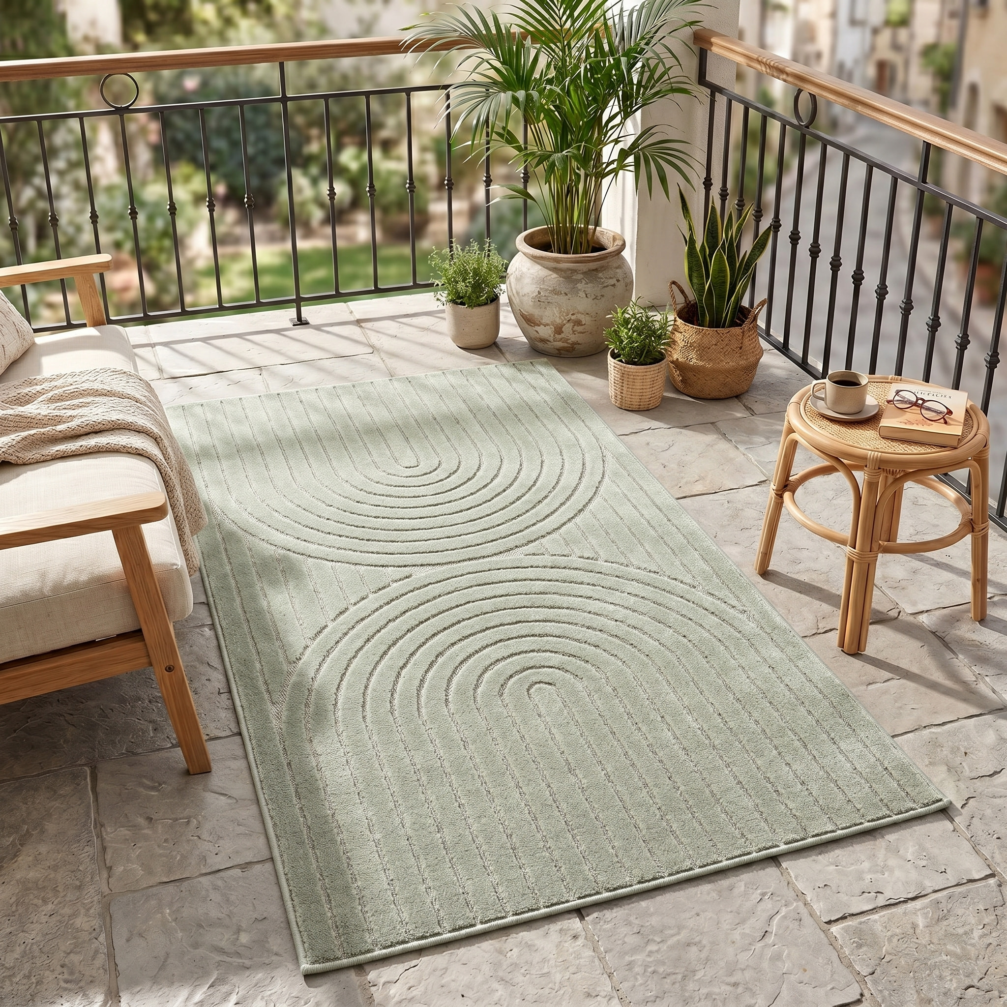 NOVA - Tapis intérieur/extérieur vert à motif géométrique