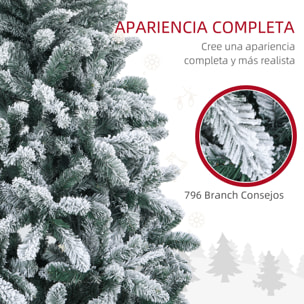 Árbol de Navidad 180 cm Árbol de Navidad Artificial Nevado con 796 Ramas y Soporte de Metal Árbol Navideño para Salón Interior Verde