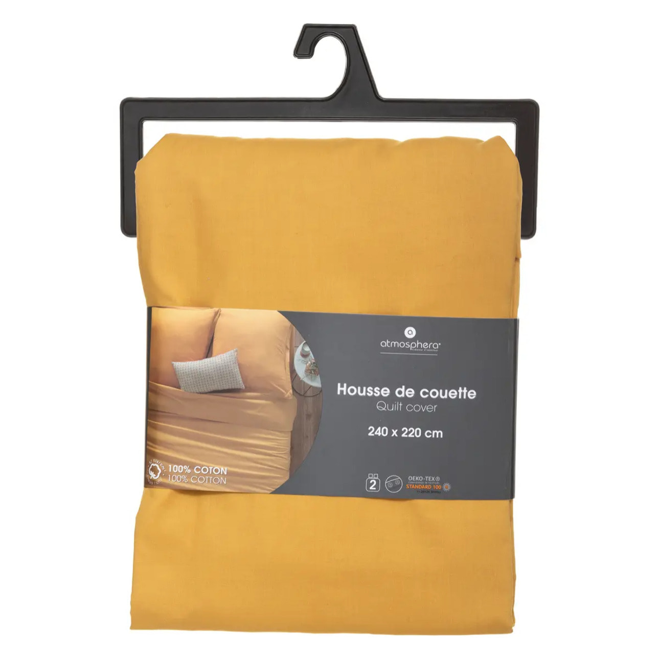 Housse de couette "Carina" coton jaune moutarde 240x220cm