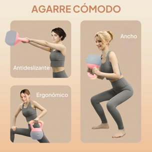 Pesa Rusa 8 kg, Soft Kettlebell Relleno de Arena Metálica y Mango Antideslizante, para Entrenamiento Culturismo en Casa, Gimnasio, Rosa Palo y Gris