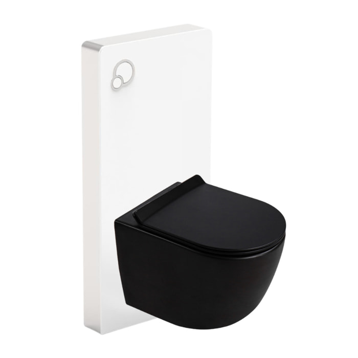 Glass pack WC bâti-support avec plaque de commande + WC suspendu Ceramia sans bride avec abattant SoftClose (STGLWCEPXBMT01-FR)