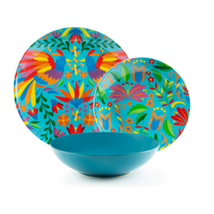 Service de table 18 pièces Excelsa – Mexican Flowers, Porcelaine Multicolore
