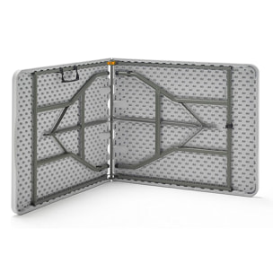 Mesa rectangular plegable multifuncional 183 x 76 x 74 cm, sistema compacto de plegado de patas y asa para su desplazamiento